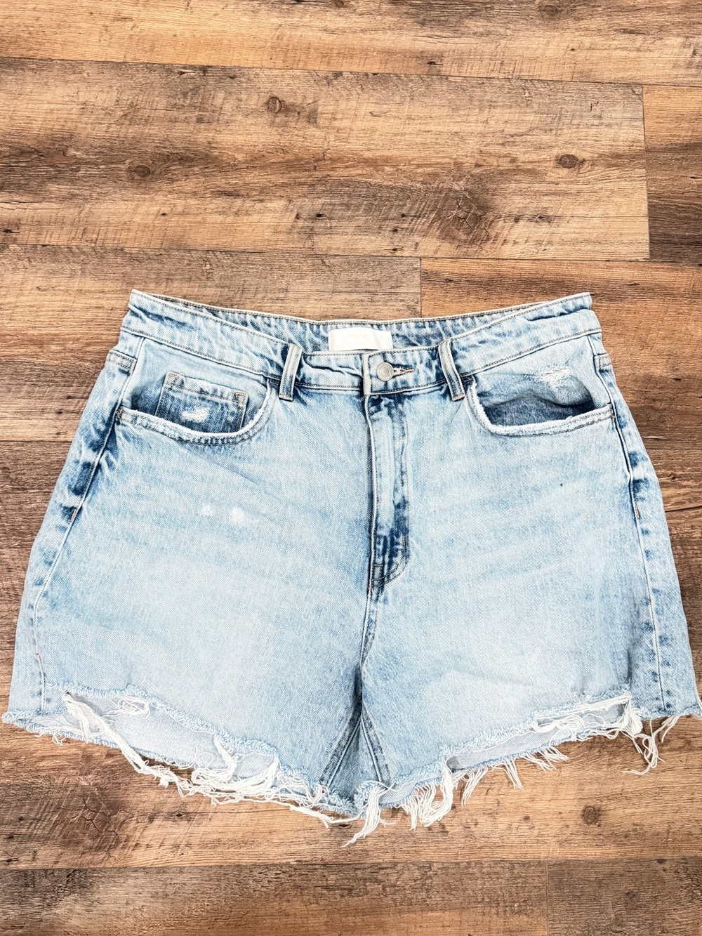 Vervet Light Wash High-Rise Denim Cutoff Shorts with Frayed Hem
